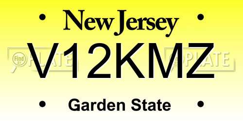 V12KMZ New Jersey License Plate