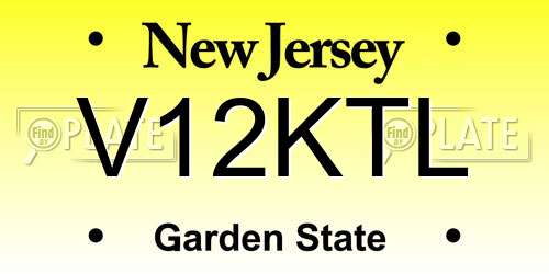 V12KTL New Jersey License Plate