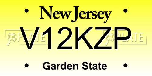 V12KZP New Jersey License Plate