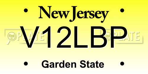 V12LBP New Jersey License Plate
