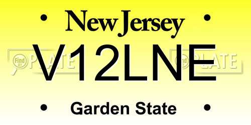 V12LNE New Jersey License Plate