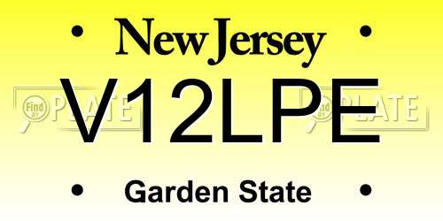 V12LPE New Jersey License Plate