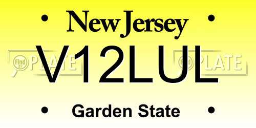 V12LUL New Jersey License Plate