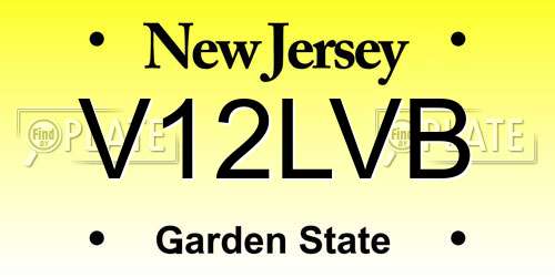 V12LVB New Jersey License Plate