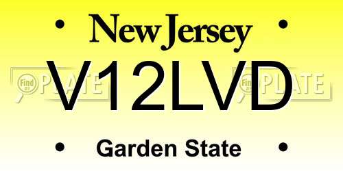 V12LVD New Jersey License Plate