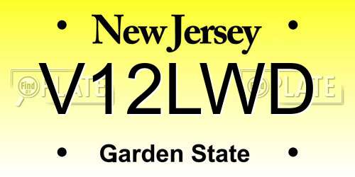 V12LWD New Jersey License Plate