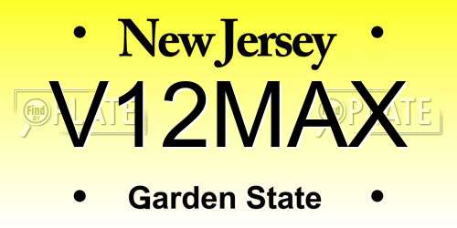 V12MAX New Jersey License Plate