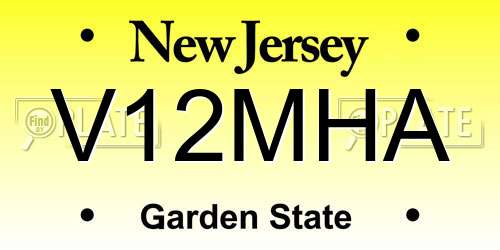 V12MHA New Jersey License Plate