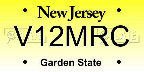 V12MRC New Jersey License Plate