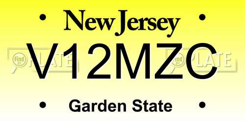 V12MZC New Jersey License Plate