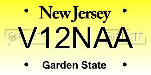 V12NAA New Jersey License Plate