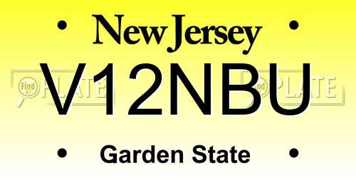 V12NBU New Jersey License Plate