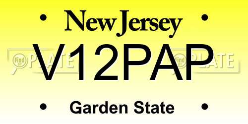 V12PAP New Jersey License Plate