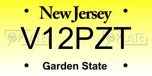 V12PZT New Jersey License Plate