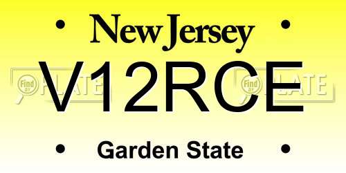 V12RCE New Jersey License Plate