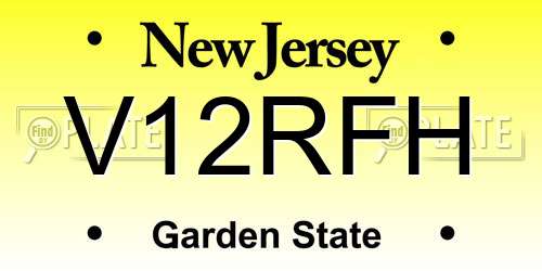 V12RFH New Jersey License Plate