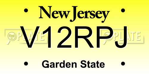 V12RPJ New Jersey License Plate
