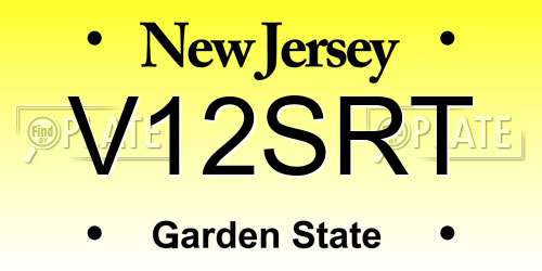V12SRT New Jersey License Plate