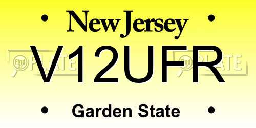 V12UFR New Jersey License Plate