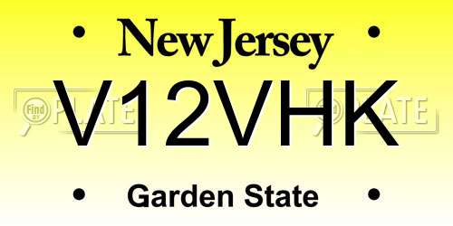 V12VHK New Jersey License Plate