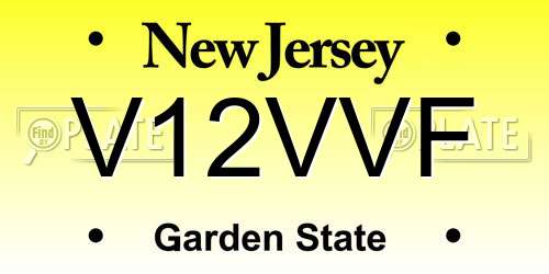 V12VVF New Jersey License Plate