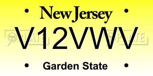 V12VWV New Jersey License Plate