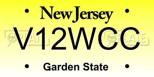 V12WCC New Jersey License Plate
