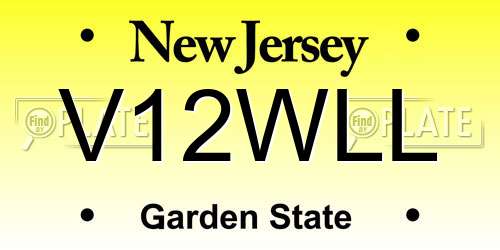V12WLL New Jersey License Plate