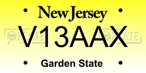 V13AAX New Jersey License Plate