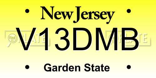 V13DMB New Jersey License Plate