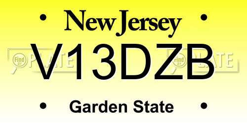 V13DZB New Jersey License Plate
