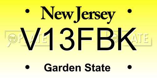 V13FBK New Jersey License Plate