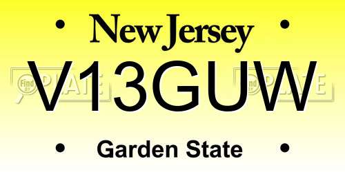 V13GUW New Jersey License Plate