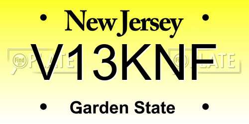 V13KNF New Jersey License Plate