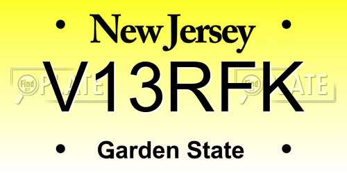 V13RFK New Jersey License Plate