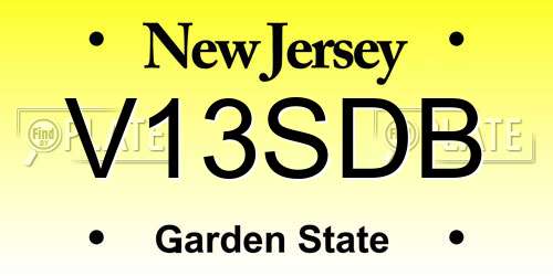 V13SDB New Jersey License Plate