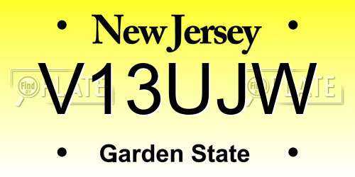 V13UJW New Jersey License Plate