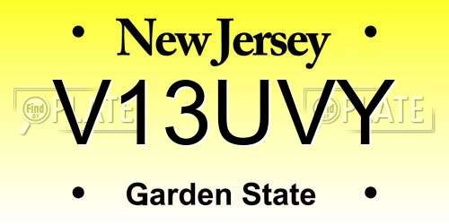 V13UVY New Jersey License Plate