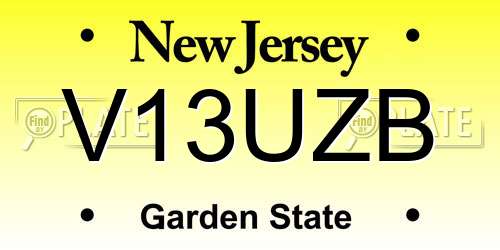 V13UZB New Jersey License Plate