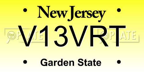 V13VRT New Jersey License Plate