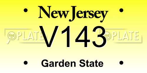 V143 New Jersey License Plate