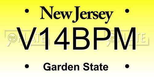 V14BPM New Jersey License Plate