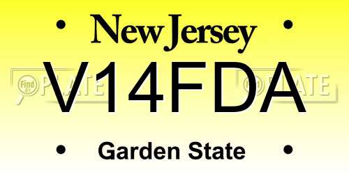 V14FDA New Jersey License Plate