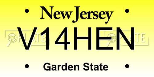 V14HEN New Jersey License Plate