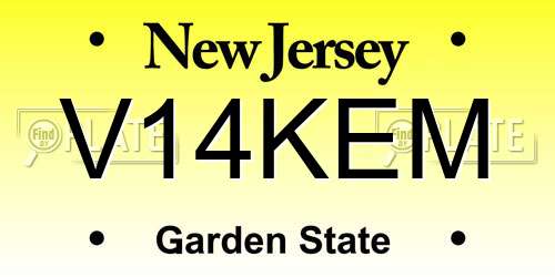 V14KEM New Jersey License Plate