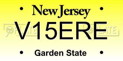 V15ERE New Jersey License Plate