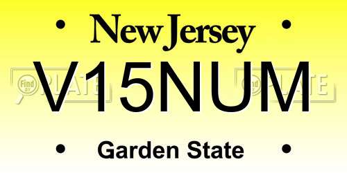 V15NUM New Jersey License Plate