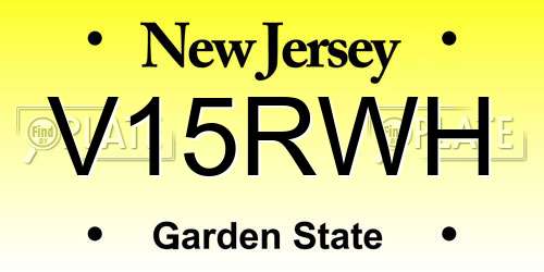 V15RWH New Jersey License Plate