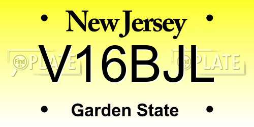 V16BJL New Jersey License Plate