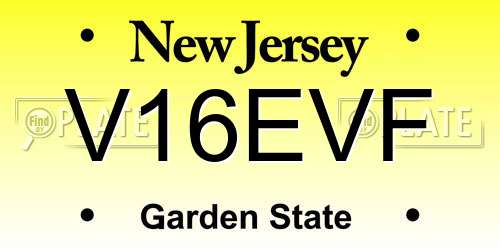 V16EVF New Jersey License Plate